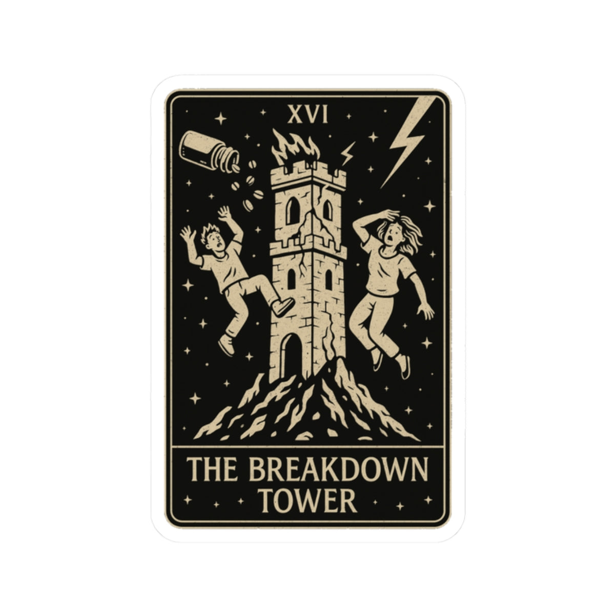 The Breakdown Tower | Mental Health Kiss-Cut Sticker
